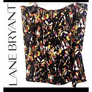 Lane Bryant Black Splatter Multi-Colored Polyester/Spandex Midi Pencil Skirt 2XL